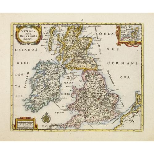 Old map image download for Veteris et Novae Britanniae Descriptio.