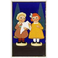 Old, Antique map image download for Two childern eating candies.
