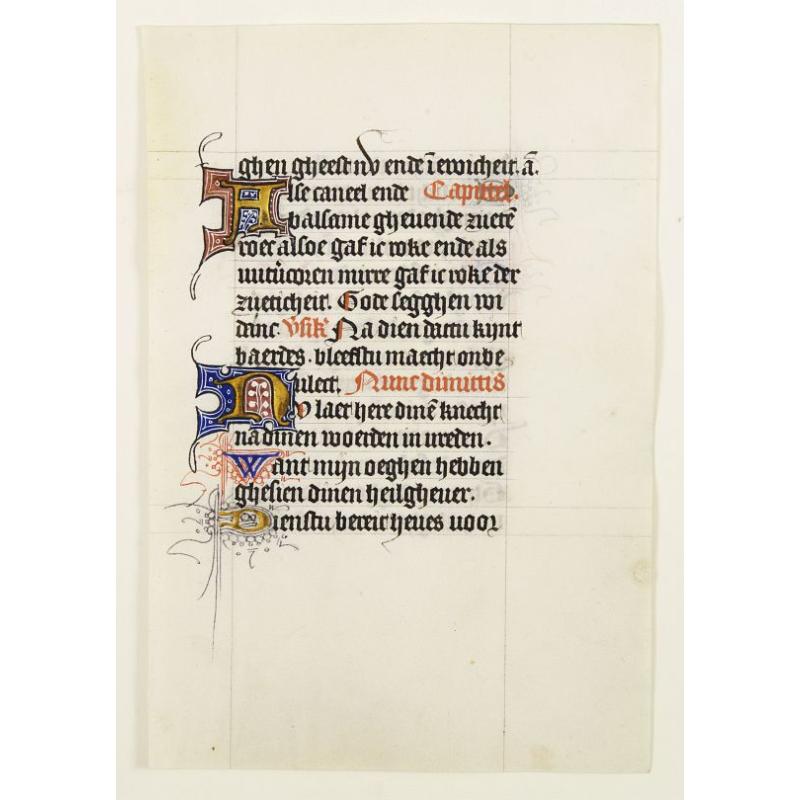 Manuscript leaf on vellum from a Dutch Book of Hours.