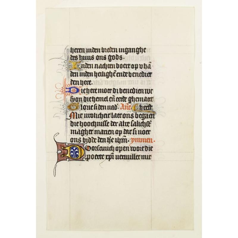 Manuscript leaf on vellum from a Dutch Book of Hours.