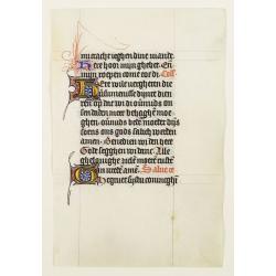 Manuscript leaf on vellum from a Dutch Book of Hours.