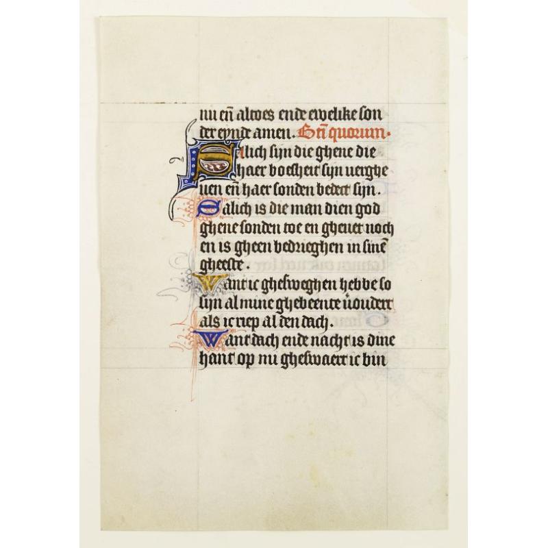 Manuscript leaf on vellum from a Dutch Book of Hours.