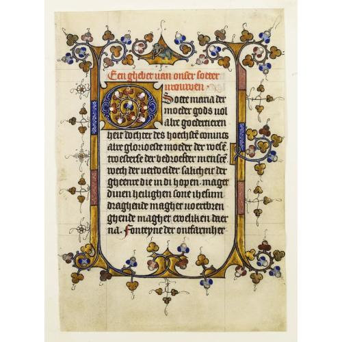Manuscript leaf on vellum from a Dutch Book of Hours.