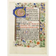 Old map image download for Leaf on vellum, from a manuscript book of hours.