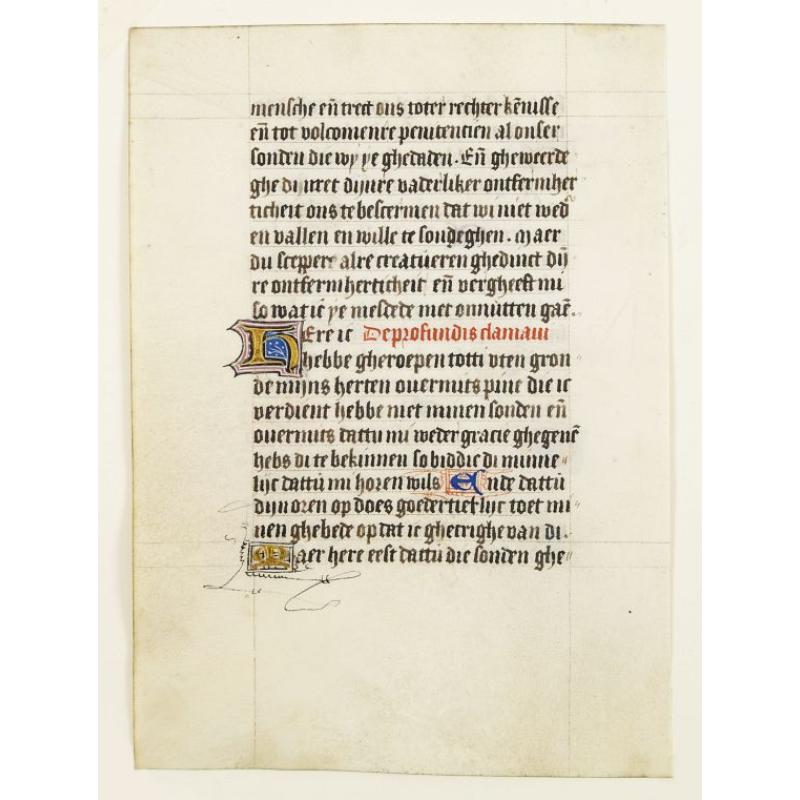 Leaf on vellum, from a manuscript book of hours.