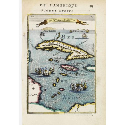 Old map image download for Is. De Cuba et de Jamaica.