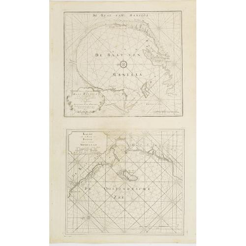 [2 charts] Nieuwe aftekening van de Baay MANILLA in de Oostindische Zee.. / Kaart van de baay van Bongo onder 't Eilandt MINDANO..