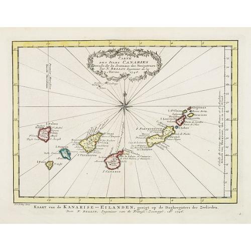 Old map image download for Carte des Isles Canaries dressee sur les Journaux des navigateurs. . .