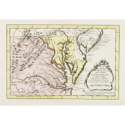 Carte de la Virginie et du Maryland, ou de la Baie de Chesapeack et pays voisins..