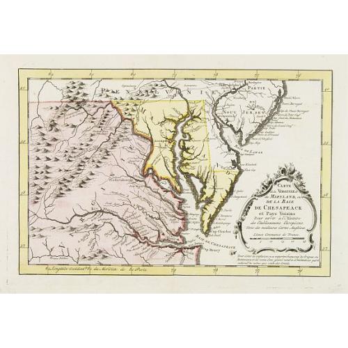 Old map image download for Carte de la Virginie et du Maryland, ou de la Baie de Chesapeack et pays voisins..