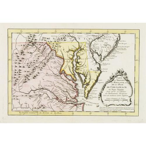 Old map image download for Carte de la Virginie et du Maryland, ou de la Baie de Chesapeack et pays voisins..