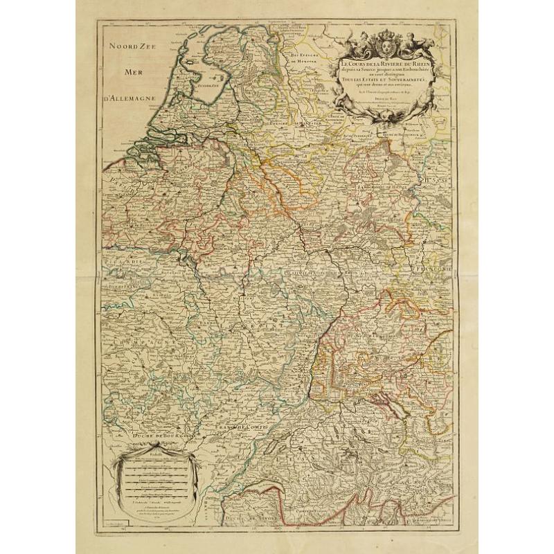 Le Cours de la Riviere du Rhein depuis sa Sources jusques a son Emboucheure ou sont distingues Tous les Etats et Souverainetes?