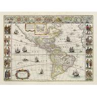 Old, Antique map image download for Americae Nova Tabula.