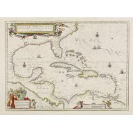 Old map image download for Insulae Americanae in Oceano Septentrionali cum Terris adiacentibus.