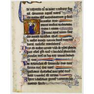 Illuminated leaf from a liturgical Psalter with miniature of King David.