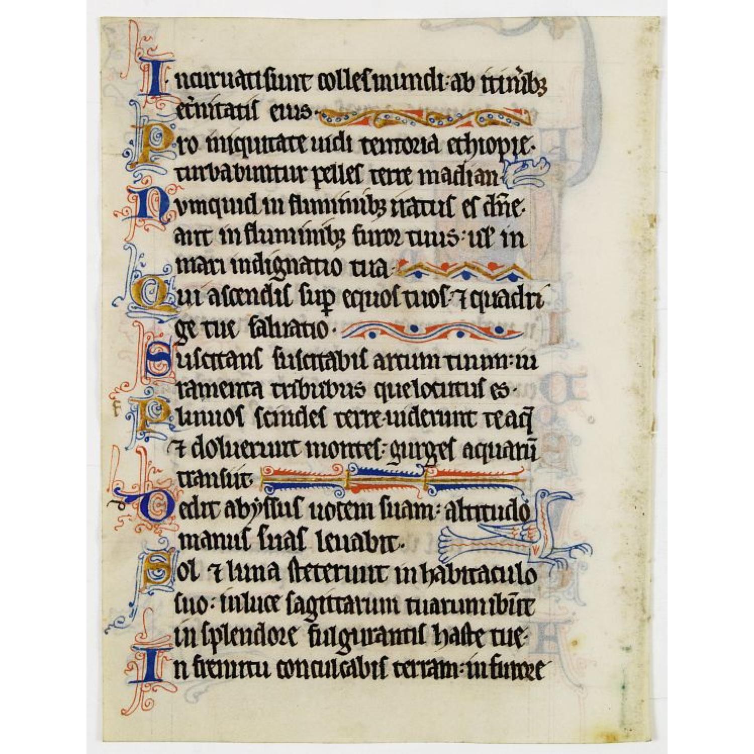 Illuminated leaf from a liturgical Psalter with miniature of King David.