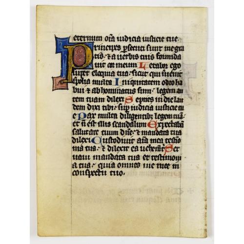 Manuscript leaf, written on vellum, from a flamish psalter.