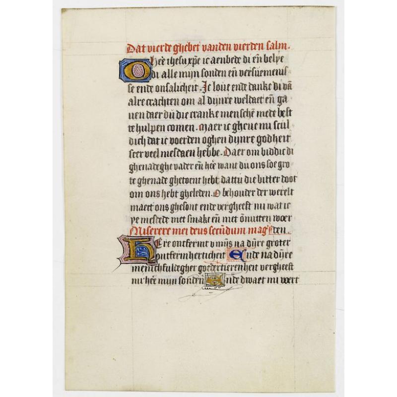 Leaf on vellum, from a manuscript book of hours.