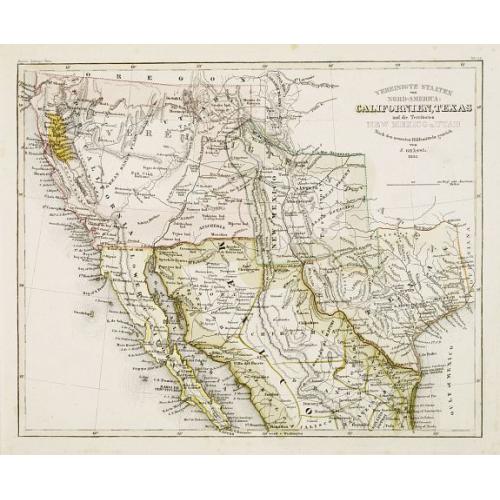 Old map image download for Vereinigte Staaten von Nord-America: Californien, Texas, und die Territorien New Mexico u. Utah.