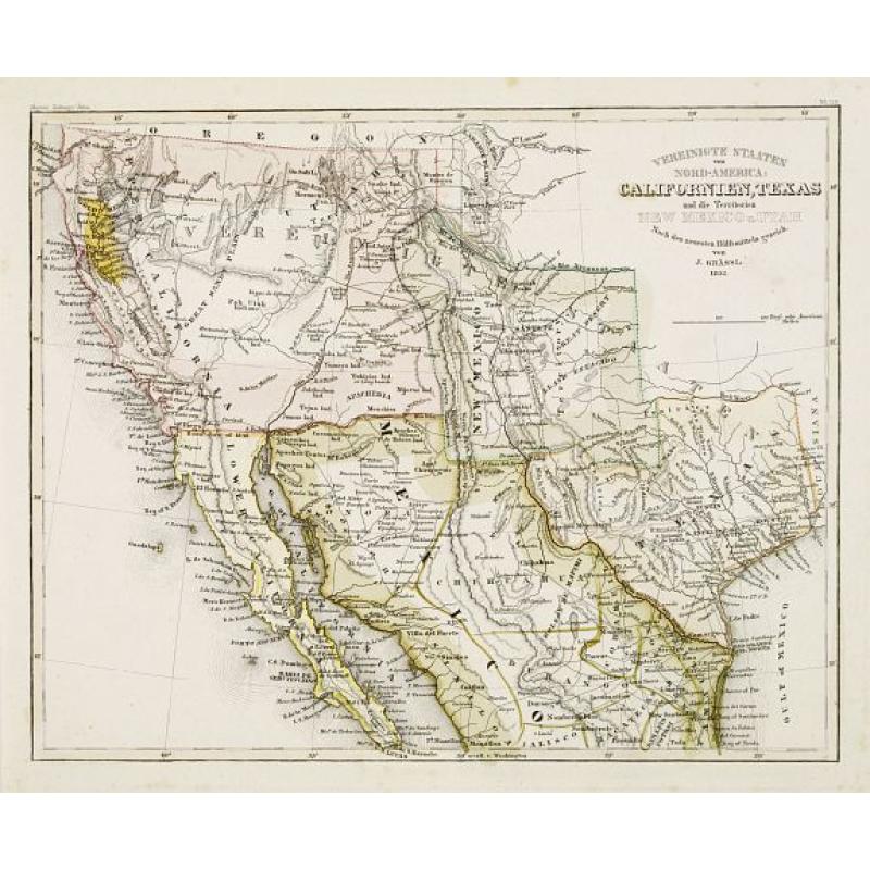 Vereinigte Staaten von Nord-America: Californien, Texas, und die Territorien New Mexico u. Utah.