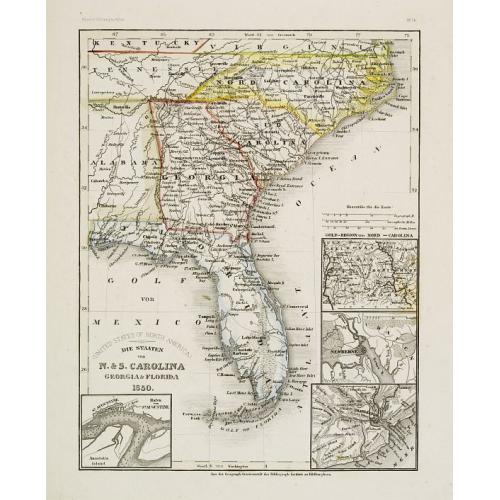 Die Staaten von N. & S. Carolina Georgia & Florida 1850.