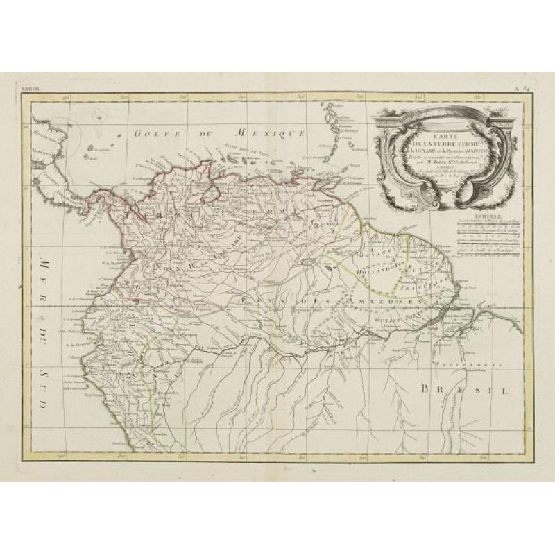 Carte de la Terre Ferme, de la Guyane et du Pays des Amazones..