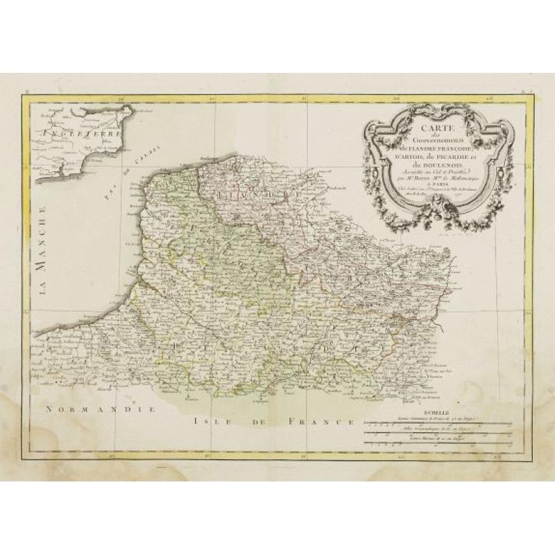 Carte des Gouvernements de Flandre Françoise, d'Artois, de Picardie et du Boulenois..