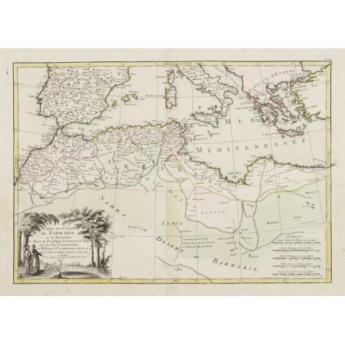 Old map image download for Carte des Côtes de Barbarie ou les Royaumes de Maroc.. Circonvoisins..