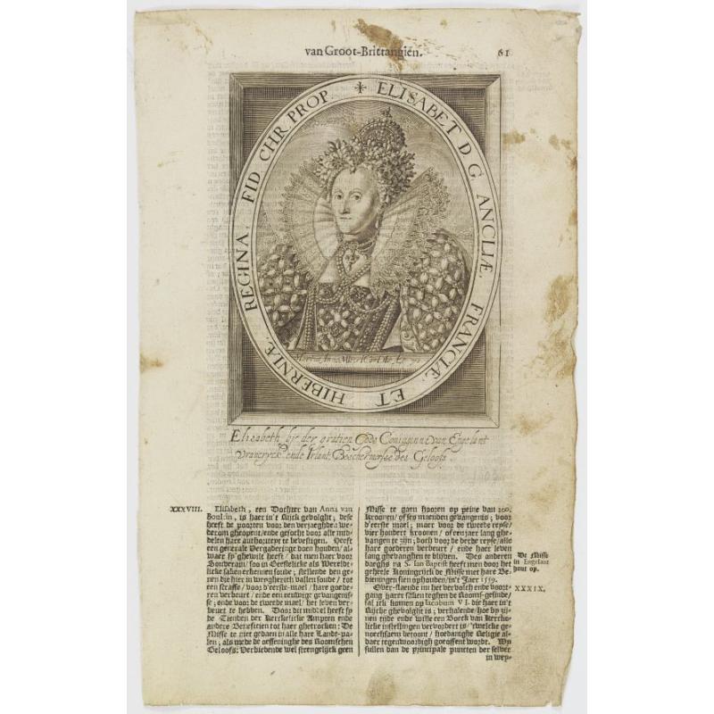 Elisabet D. G. Angliae, Franciae, Et Hiberniae, Regina, Fid. Chr. Prop.