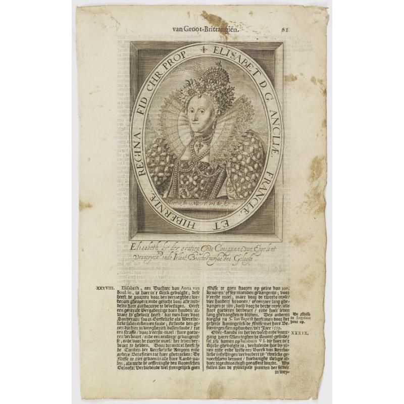 Elisabet D. G. Angliae, Franciae, Et Hiberniae, Regina, Fid. Chr. Prop.