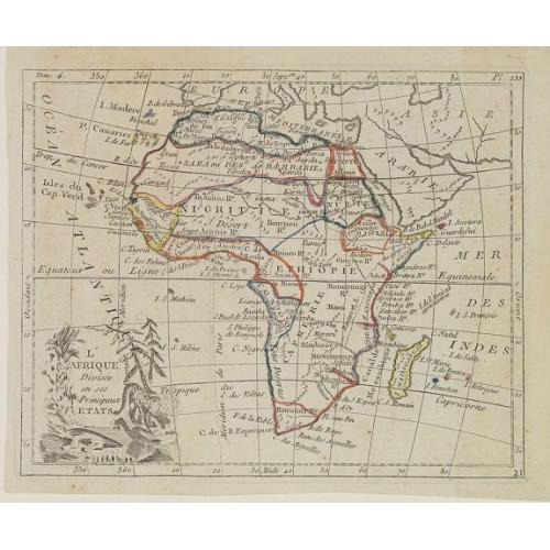 Old map image download for L'Afrique Divisée en ses Principaux Etats.