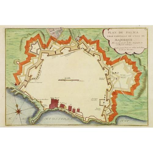 Old map image download for Plan de Palma ville capitalle de l'Isle de Majorque.