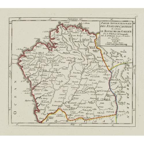 Old map image download for Partie Septentrionale des Etats de Castille où se trouve le Royaume de Gallice..