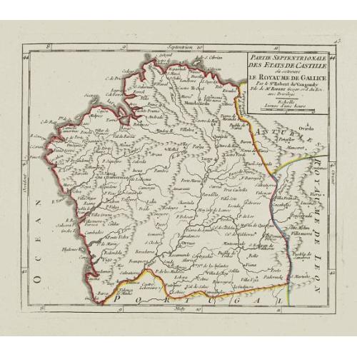 Old map image download for Partie Septentrionale des Etats de Castille où se trouve le Royaume de Gallice..