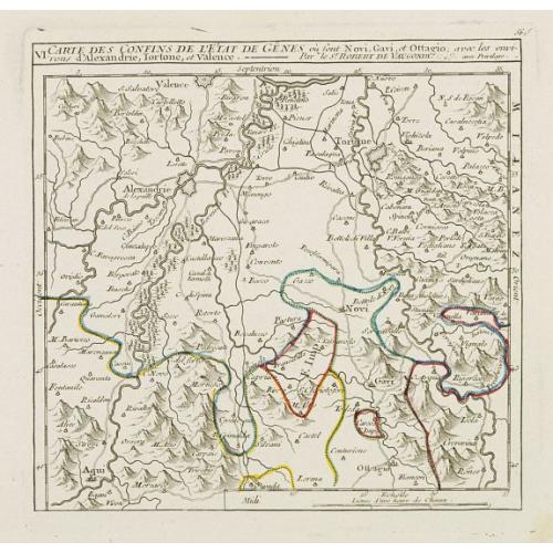 Old map image download for VI. Carte des Confins de l'Etat de Gênes où sont Novi, Gavi, et Ottagio..