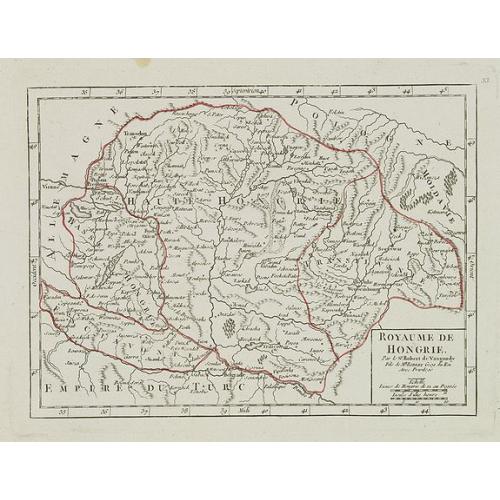 Rare, antique map of Royaume de Hongrie.