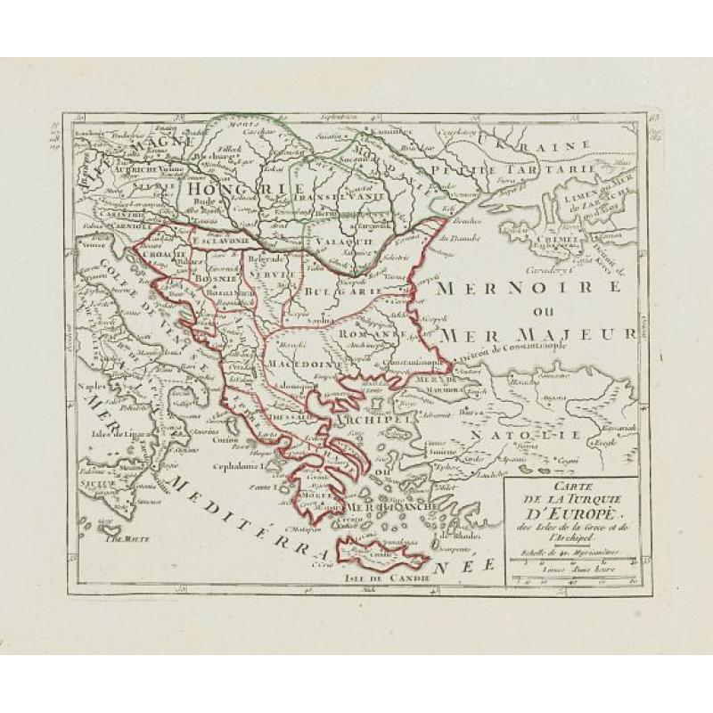 Carte de la Turquie d\'Europe des Isles de la Grece et de l\'Archipel.