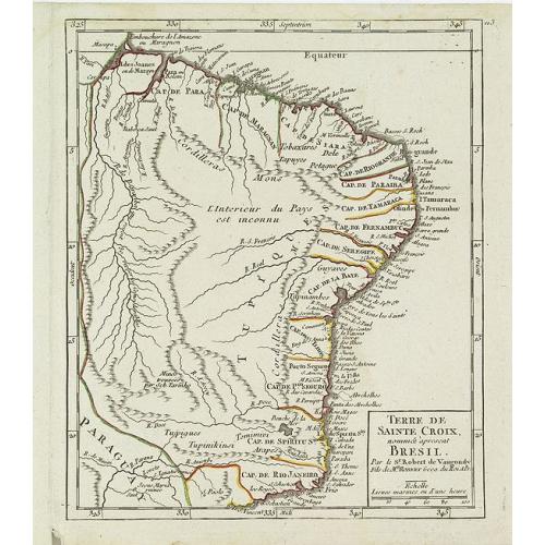 Old map image download for Terre de Sainte Croix, nommée à présent Bresil.