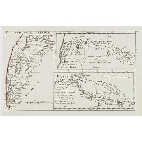 Old map image download for Cours de la Riviere de Sénégal. Depuis le Rocher Gouinea jusqu'à la Mer.