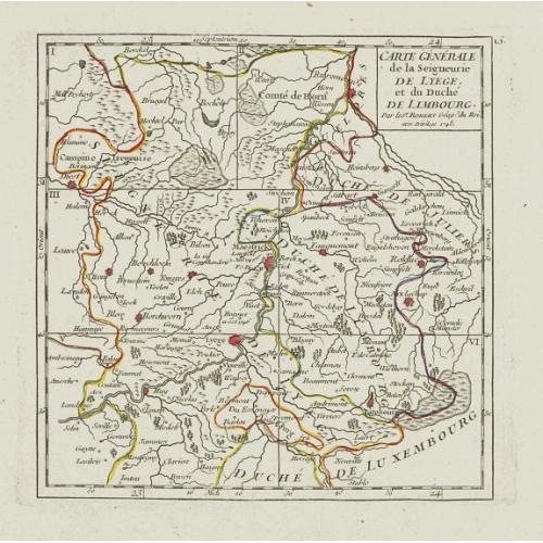 Old map image download for Carte Générale de la Seigneurie de Lyege, et du Duché de Limbourg.