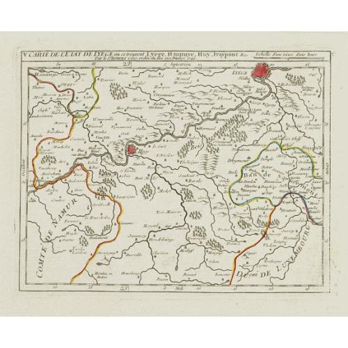 Old map image download for V. Carte de l\'Etat de Lyege.. ou se trouvent Lyege, Hannuye, Huy..