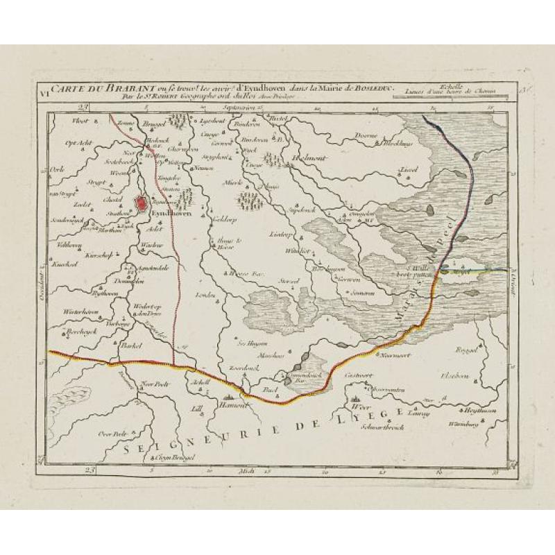 VI. Carte du Brabant ou se trouv.t les envir.s d'Eyndhoven..