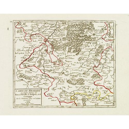 Old map image download for [IX.] Carte du Brabant ou sont les Mairies de Roo, de Nivelle, de Hulpen, et de Geneppe.
