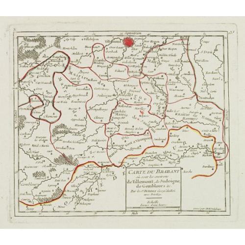 Old map image download for [X.] Carte du Brabant où sont les environs de Tillemont, de Judoigne, de Gemblours &c.
