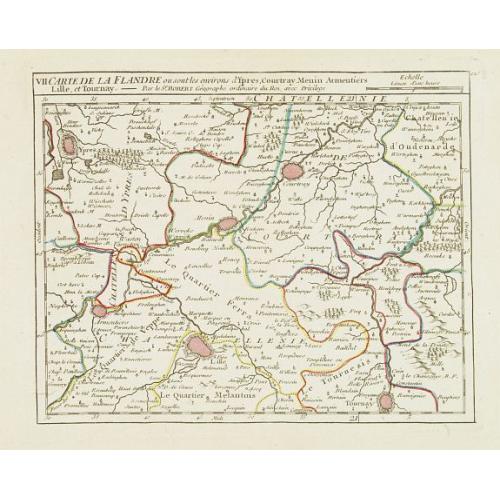 Old map image download for VII Carte de la Flandre ou sont les environs d'Ypres, Courtray.. Tournay.