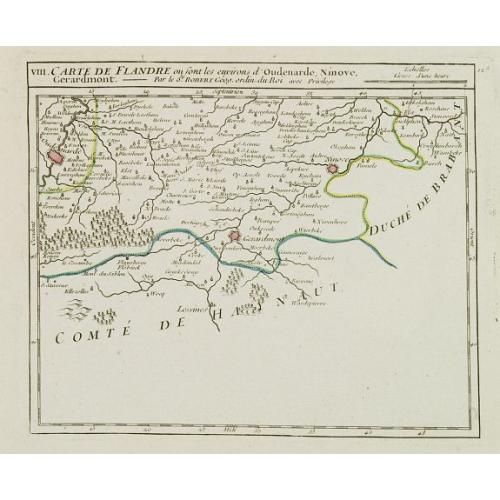 Old map image download for VIII. Carte de la Flandre ou sont les environs d'Oudenarde, Ninove, Gerardmont.