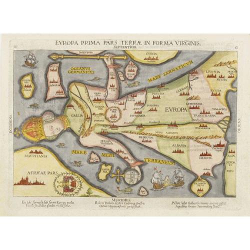 Old map image download for Europa Prima Pars Terrae Forma Virginis.