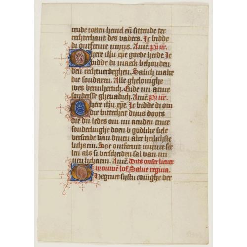 Leaf on vellum, from a manuscript book of hours.