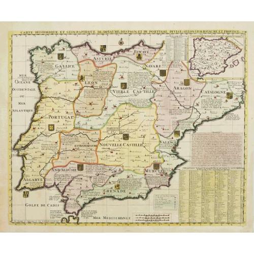 Old map image download for Carte Historique et Geographique des Royaumes d'Espagne et de Portugal..