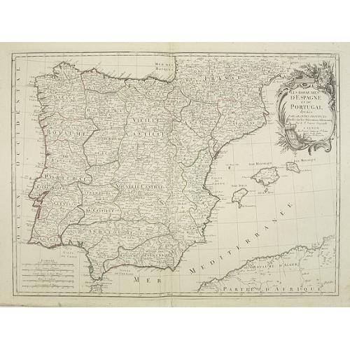 Old map image download for Les Royaumes d'Espagne et de Portugal, divisés Par Grandes Provinces..